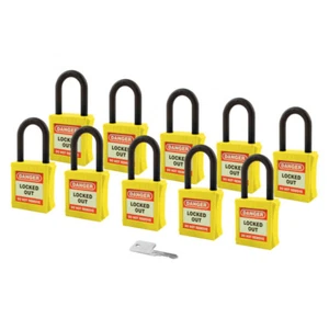 Lockout Isoliertes Vorhängeschloss - NYLON Fessel - Key Alike (gelbe 10er Pack) - Bild 1 von 1