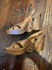Nike Air G Series D18850 Camel Jeweled Leather Wedges 7B EUC