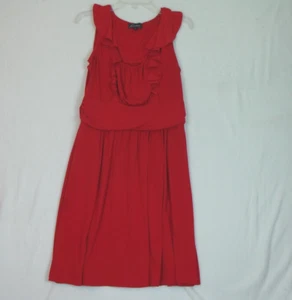 Sweet Brand Red Ruffled Midi Dress Sz 16 Fit & Flare Sleeveless Side Zip - Picture 1 of 12