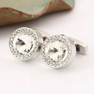 Cufflinks Mens Women Shirt Clothing Buttons Round Crystal Button Cover Jewelry🎀 - Picture 1 of 23