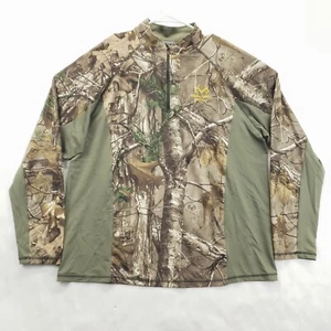 Realtree Xtra Shirt Mens L Brown Camouflage Scent Factor Long Sleeve 1/4 Zip - Picture 1 of 8