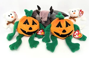 NEU Ty Beanie Babys Menge 5 Halloween Kürbis Phantom Geist Bär Batty Plüsch - Bild 1 von 6