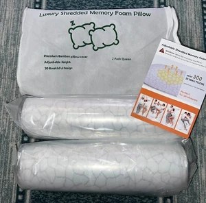 SUPA MODERN Shredded Memory Foam Bed Pillows for Sleeping, Queen, 2 pack, Bamboo - Picture 1 of 4