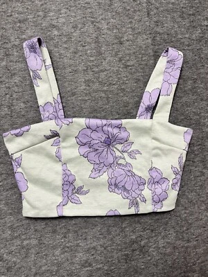 Top corto Forever 21 para mujer gris púrpura floral suave niña Y2K usado en excelente estado Foto 1 de 4