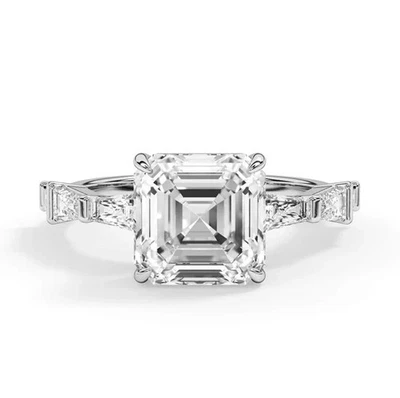 3.00 CT Asscher Cut 950 Platinum IGI Certified Lab Grown Diamond Wedding Ring - Image 1 of 4