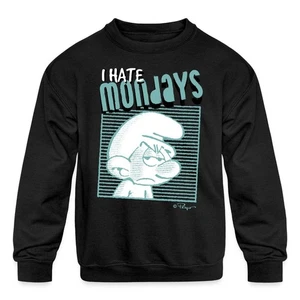 The Smurfs - I Hate Monday Blues Design Kids' Crewneck Sweatshirt - Picture 1 of 7