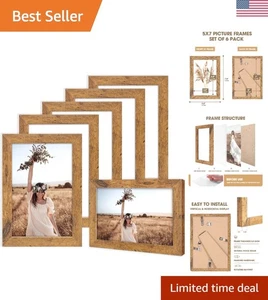 Elegante 5x7 Wand Galerierahmen - Rustikales Holzdesign 6er Set für Fotos - Bild 1 von 10