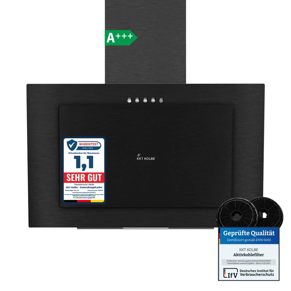 Campana extractora 60 cm recirculación aire de escape sin cabeza campana de pared campana inclinada negro metal - Imagen 1 de 4