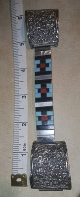 IHMJ Esterlina Firmado Nativo Americano Navajo Turquesa Coral Madreperla Zuni Foto 1 de 4