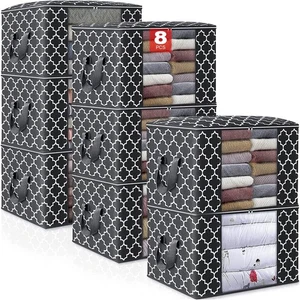 90L Große Aufbewahrungstasche 8er Pack Faltbare Decke Aufbewahrungstaschen Kleidung Organisation a... - Bild 1 von 8