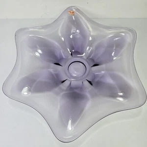 Viking Art Glass Six Petal Compote Pedestal Dish Teaberry Lilac MCM Vintage 13" - Picture 1 of 13