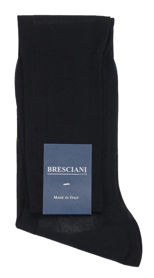NWT BRESCIANI SOCKS 2 PAIRS LOT knee high solid blue cotton luxury Italy L - Image 1 of 1