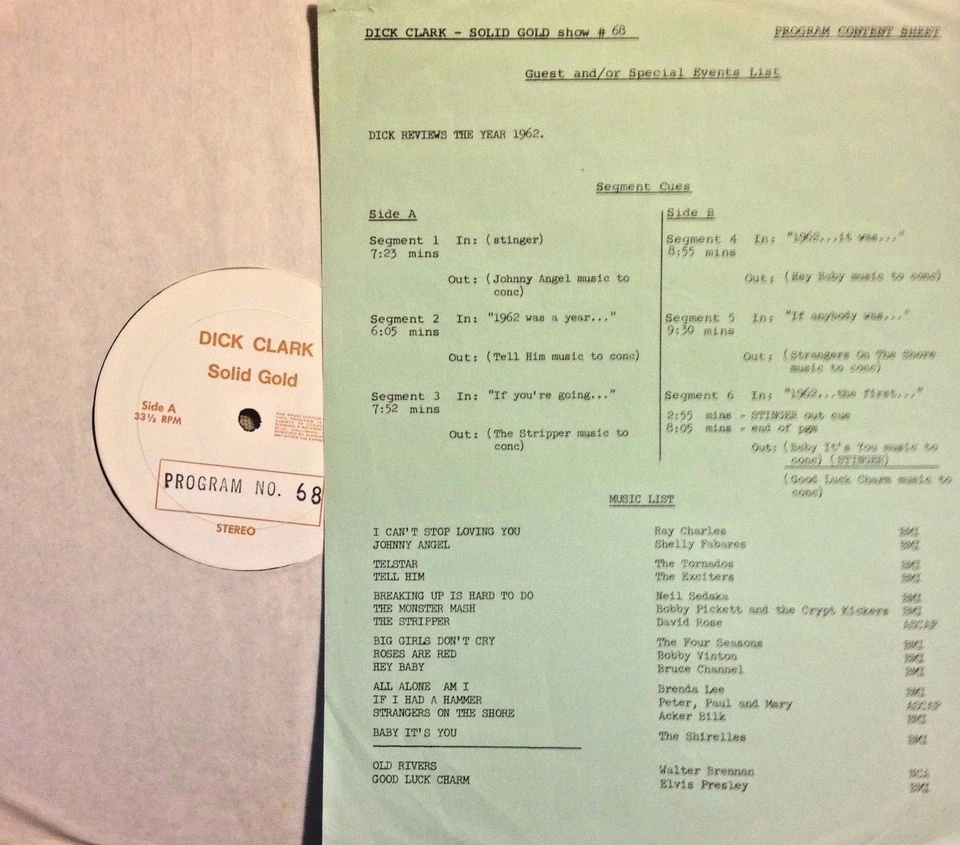  RADIO SHOW: DICK CLARK GOLD 68 '62  RAY CHARLES, ELVIS, 4 SEASONS, SHIRELLES - Image 1 of 1