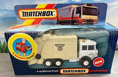 MATCHBOX - SUPERKINGS K-133 - IVECO REFUSE TRUCK - TAN/WHITE - MINT IN BOX 🔥 - Image 1 of 2
