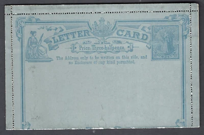 1889 VIC Victoria Australia 1d ONE PENNY Blue QV LETTER CARD Mint Sealed - Image 1 of 2