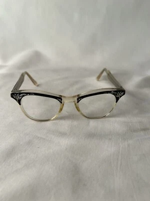 Gafas de ojo de gato vintage AMERICAN OPTICAL A/O florales negras celuloide Foto 1 de 4