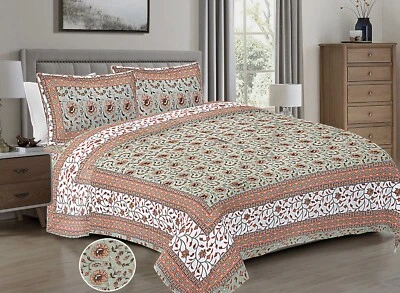 Telar N Bloom Jaipuri Serigrafía a Mano Algodón 1 Sábana 2 Funda de Almohada "90x108" Foto 1 de 4