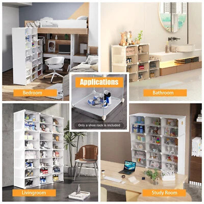 12 Tiers Shoe Box Organizer Stackable Closet 96 Pairs Cube Storage Cabinet - Image 1 of 4