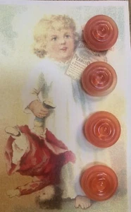 Set of 4 ~ Vintage 3/4" Halloween Orange Crystal Swirl Glass Buttons~ NOS- Rare - Picture 1 of 1