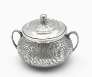 Dinanderie pot sucrier avec couvercle étain signé Th Corjéon ? tin sugar bowl - Imagen 1 de 8