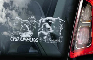 Chihuahuas Car Sticker - Dog On Board Chihuahua Long Haired Window Bumper V9 - Picture 1 of 1