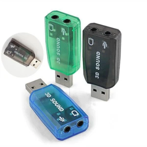 to Headphone Sound Stereo 3.5mm USB Card Headset Jack 3D Mic Adapter Audio - Picture 1 of 13