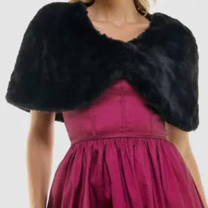 BCX Women's Juniors' Black Faux-Fur Bolero Coat Size S - Picture 1 of 3