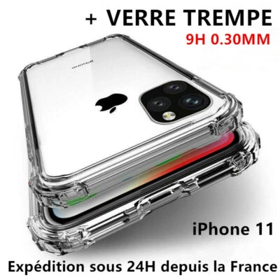 Coque Silicone +Verre Trempé pour iPhone 13 14 12 Pro MAX/11/X/XR 7 Protection