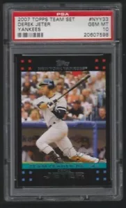 2007 TOPPS GIFT TEAM SET YANKEES BLACK BORDER #NYY33 DEREK JETER PSA 10 GEM POP1 - Picture 1 of 2