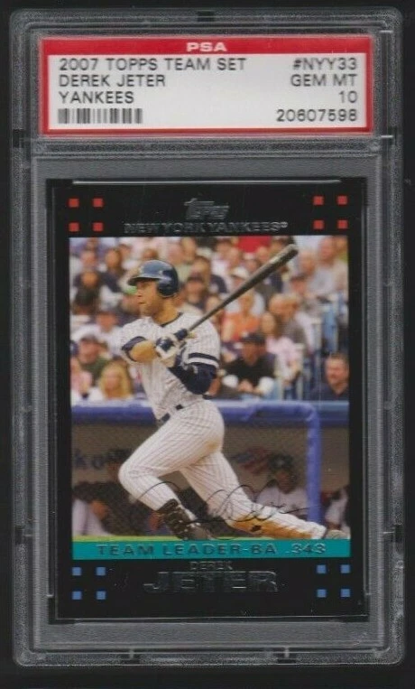 2007 TOPPS GIFT TEAM SET YANKEES BLACK BORDER #NYY33 DEREK JETER PSA 10 GEM POP1 - Image 1 of 2