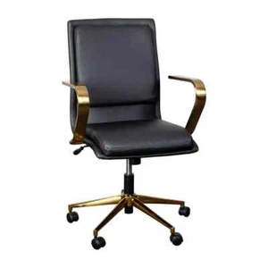 Black/Gold Leather/Faux Leather Office/Desk Chair Table Top Only - Picture 1 of 7