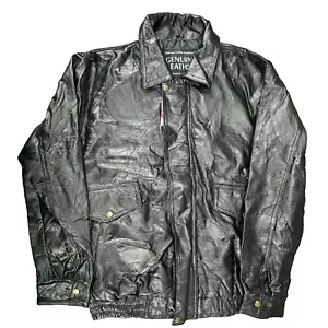 Napoline Leather Outfitters Jacket Men Genuine handcrafted Black full zip Size L - Picture 1 of 15