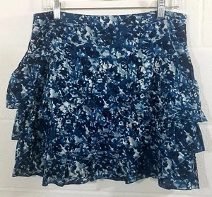 Ann Taylor Loft Women's Ruffled Skirt Size 6 Cotton Tiered Blue White Lined - Bild 1 von 7