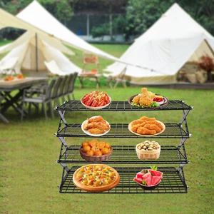 4-Tier Collapsible Cooling Rack Adjustable Design Stackable Cooling Rack Shelf - Picture 1 of 15