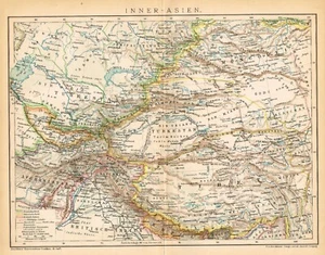 KASHMIR TIBET INDIA CHINA RUSSIA printed in 1894 Tashkent Samarkand Kabul - Picture 1 of 9