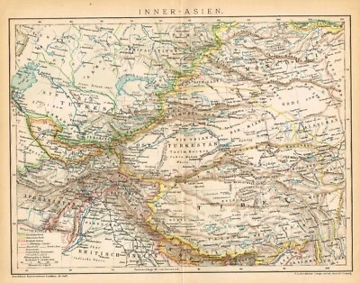 KASHMIR  TIBET  INDIA CHINA RUSSIA  printed in  1894 Tashkent Samarkand Kabul - Image 1 of 4