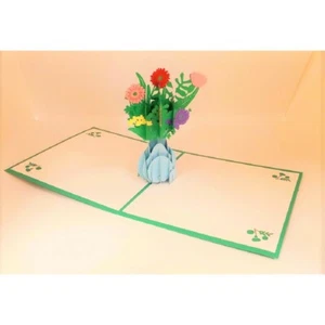 Carol Wilson Fine Arts E1 5x7" Pop Up Laser Cut Greeting Card - Vase w/ Flowers - Picture 1 of 3