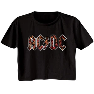 AC/DC Band Leopardenmuster Logo Damen Crop Top T-Shirt Heavy Metal Musik - Bild 1 von 5