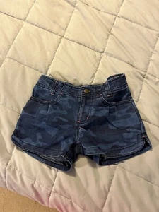 Carhartt Youth Girls Shorts Womens Size 6 Camo Dark Wash Blue Denim Jean - Picture 1 of 5