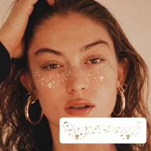 12 Sheet Glitter Freckles Tattoo Stickers Gold Sparkle Freckles Face Makeup Patc - Picture 1 of 5