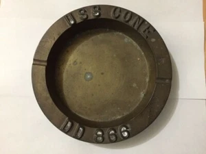 WWII Vintage Brass Navy USS Cone Gearing-Class Destroyer Ashtray DD 866 - Picture 1 of 4