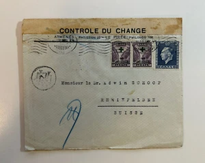 WWII Censor Cover - Athens Greece to Rheinfelden Switzerland - Picture 1 of 1