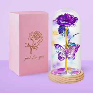 Valentines Day Gifts for Her Purple Butterfly Rose Gifts for Mom Wife Girlfriend - Picture 1 of 5