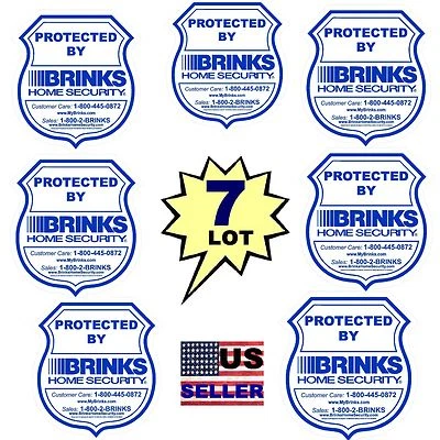 Brinks Home Security Window Sticker Signs 7 Lot Vinyl Decals Waterproof Blue NEW - Image 1 of 4