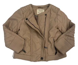 ZARA GIRLS CUTE Faux Leather BIKER JACKET COLLECTION Kids Size: 4/5 110CM PINK - Picture 1 of 7