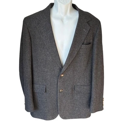 Vintage London Fog 100% Pure Wool Blazer Sz 42R Gray Sport Coat Classic Preppy - Image 1 of 4
