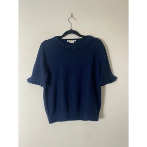 Boden Top Size 12 Merino Knitted T-Shirt Navy Blue Excellent Condition - Picture 1 of 10