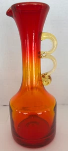 Vintage Regenbogen Kunst Glas Amberina Karaffe groß Krug gelber Rand Griff - Bild 1 von 9