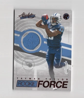 TAYWAN TAYLOR 2017 PANINI ABSOLUTE FOOTBALL ROOKIE FORCE MATERIALS PATCH RELIC - Image 1 of 2