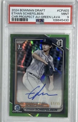 Ethan Schiefelbein 2024 Bowman 1st Draft #CPAES Auto Green Lava  67/99 PSA 9! - Image 1 of 2